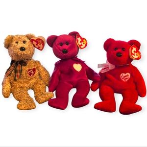 Bundle Of 3 TY Heart Bears